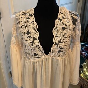 Altar'd State Cream Lace Blouse